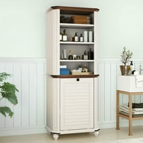 Craftian Laundry Cabinet with Tilt Out Hamper, Bathroom Storage Cabinet with Shelves, White