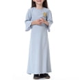 thumbnail image 4 of XXWXYD Islami𝖼 Abaya Dress Kids Girls Solid Color Ruffl𝖾 Kaftan Prayer Robe Arabic Thobe Eid Festival Musli𝗆 Dress Boho Maxi Dress for Teen Girls, 4 of 8