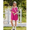 thumbnail image 5 of Ekouaer Cotton Nightgowns for Women Short Sleeve Sleep Shirts Crew Neck Night Shirts Soft Color Block Night Gown, 5 of 6