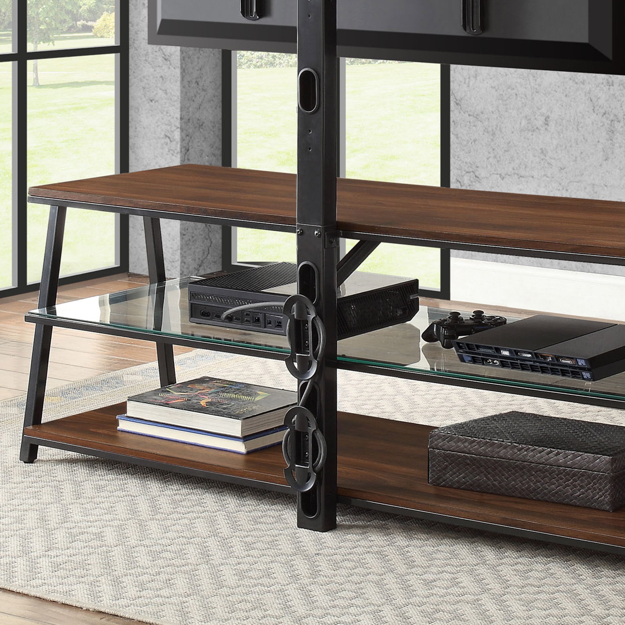 Mainstays Arris 3 In 1 Tv Stand For Televisions Up To 70 Perfect Flat Screens Canyon Walnut Finish
