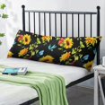 thumbnail image 2 of Boho Sunflower Body Pillow Cover – Soft & Breathable, Hidden Zipper, 20"x54", Vintage Floral Print with Butterflies & Bees – Gift for Side Sleepers, Pregnancy, Farmhouse Decor, 2 of 7