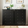 thumbnail image 6 of Homhougo Dresser for Bedroom Black with 5 Drawers, Tall Wood Organizer Storage Cabinet with Round Handle, Chest of Drawers for Closet, Living Room, Hallway, Nursery, Kids Bedroom, 6 of 13