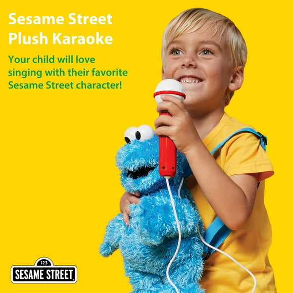 Sesame Street Karaoke Plush, Cookie Monster, Adjustable Carrying Straps with Built-in Microphone & Speaker with Children songs included.