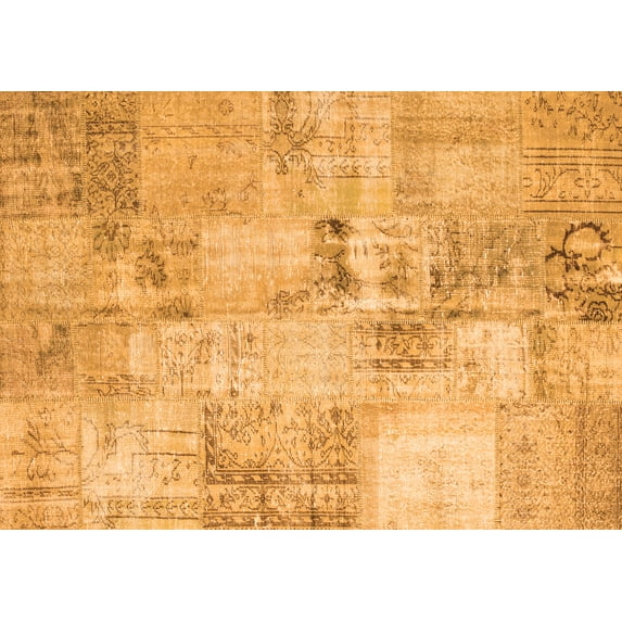 Ahgly Company Indoor Rectangle Patchwork Orange Transitional Area Rugs, 3' x 5'