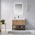 thumbnail image 5 of Vinnova Alistair 36" White Stone Top Oak Single Vanity Black Frame with Mirror, 5 of 5