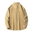 thumbnail image 3 of Blusa y camisa de manga larga con cuello vuelto para hombre, informal, de color liso, con bolsillos, de manga larga y cuello vuelto, de poliéster., 3 of 7