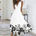 thumbnail image 2 of Uaswgudfs ​Elegant V-Neck Floral Midi Dress for Women 2025 - Sleeveless Summer Sundress with Fitted Silhouette & Casual Elegance White-B 3XL, 2 of 5