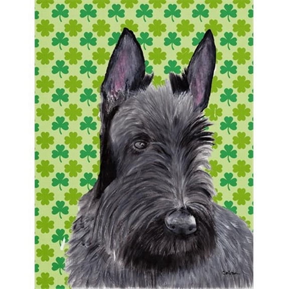 15 x 15 In. Scottish Terrier St. Patricks Day Shamrock Portrait Flag, Garden Size
