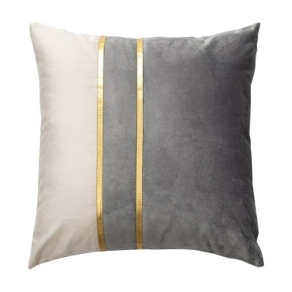 Hiroekza Luxury Velvet Patchwork Throw Pillow Cover - Stylish Sofa & Bedside Cushion (45x45cm/18x18in), Machine Washable Gray