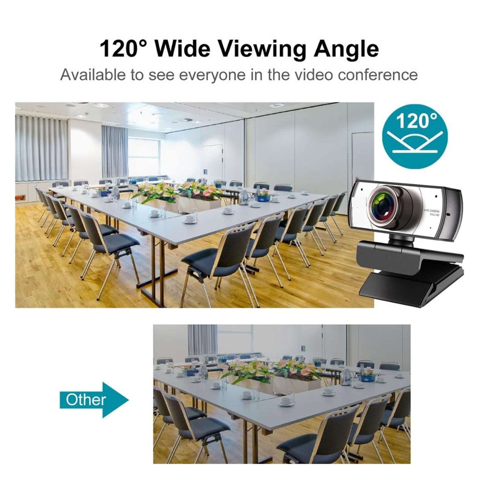 Webcam 120° Wide Angle Webcam Full HD 1080P With Tripod For Conferencing, Live Streaming, Recording ,HD Video