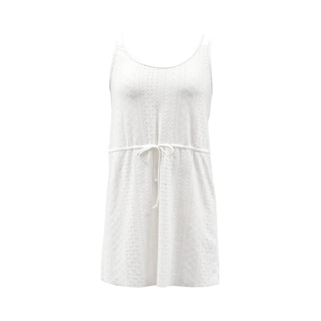 Ropa Playa Ocean Pacific para Mujer Vestido Eyelet Sin Manga Tirante Cruzado Blanco Talla EG