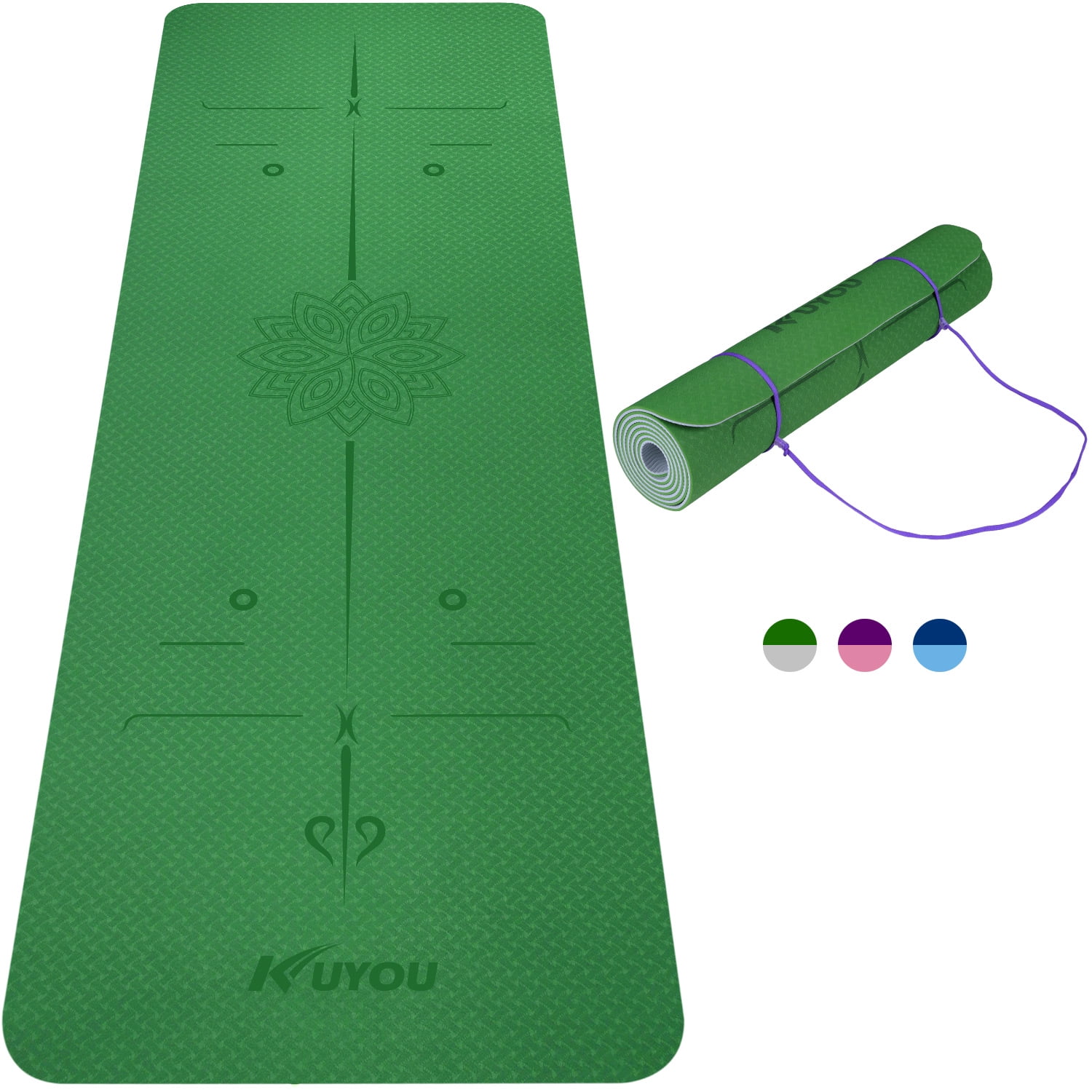 KUYOU TPE Yoga Mat Portable Exercise Mat Green Singapore Ubuy