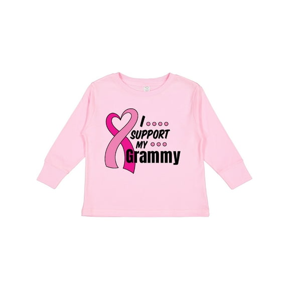 Inktastic Breast Cancer Awareness I Support My Grammy with Pink Ribbon Boys or Girls Long Sleeve Toddler T-Shirt