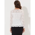 thumbnail image 4 of INSPIRE CHIC Blusa de encaje floral elegante de manga larga con cuello redondo para mujer blanco M, 4 of 5