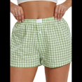 thumbnail image 4 of Pantalones Cortos de Pijama A Cuadros Y2K para Mujer, Tipo Bóxer Elástico, Estilo Urbano Verde L, 4 of 10
