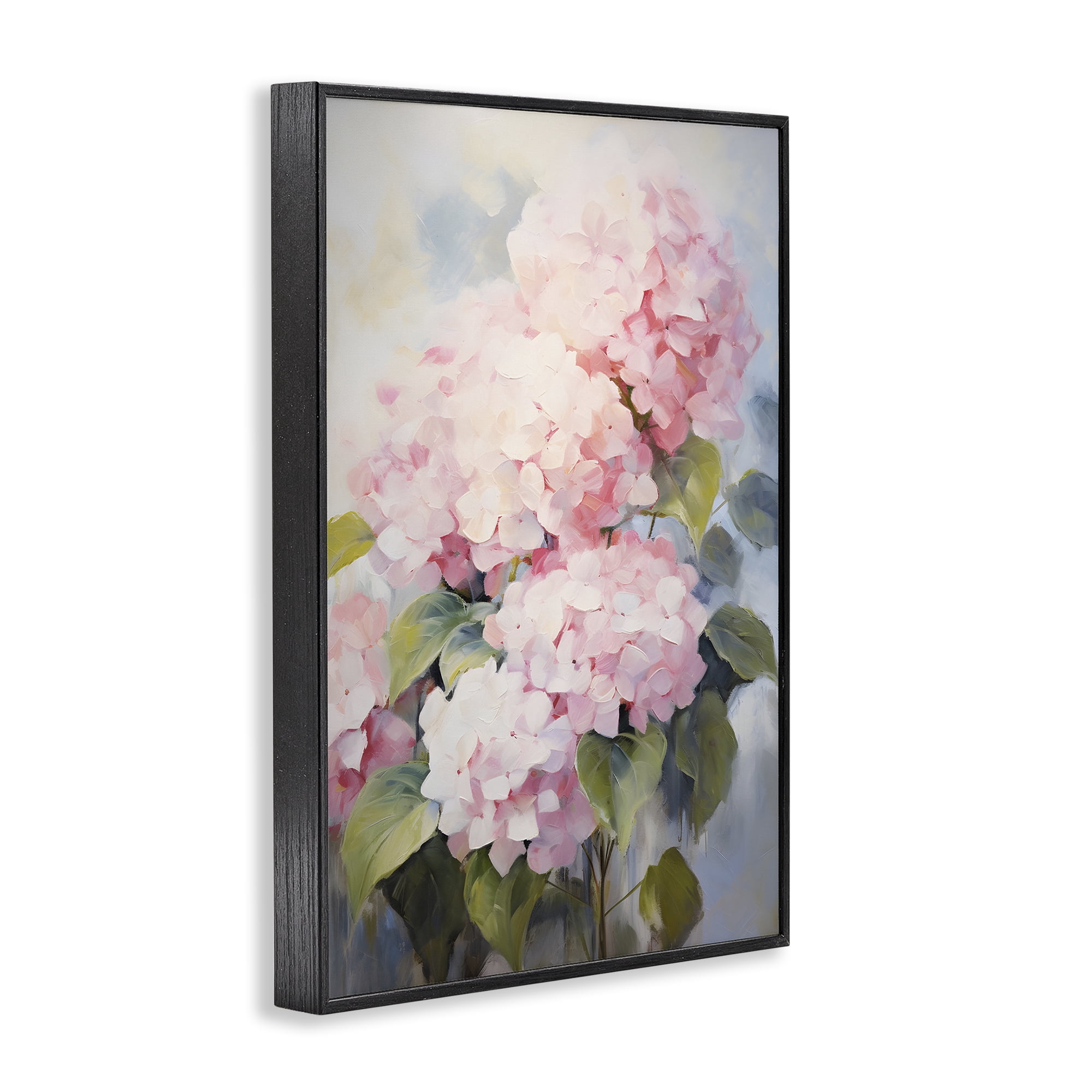 Stupell Industries Pale Pink Hydrangea Botanical & Floral Painting Black Framed Art Print Wall Art, 20 x 30