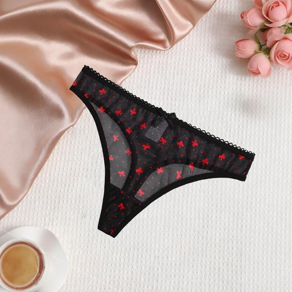 Njagoc3 Women's Floral Lace Thong Underwear - Sheer Low Rise Lingerie 1PC for Special Occasions