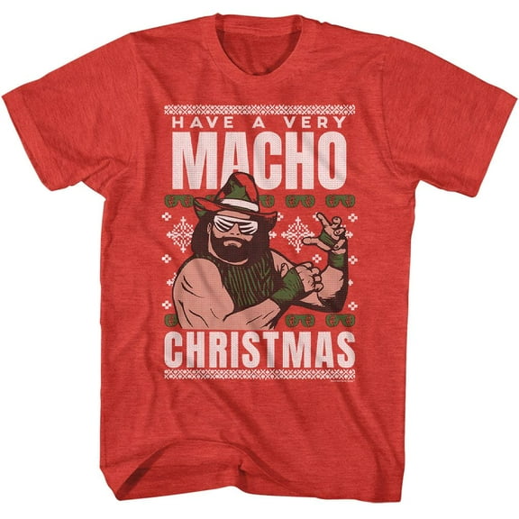 Macho Man Very Macho Christmas Red Heather Adult T-Shirt S