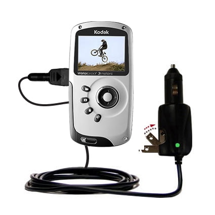 Intelligent Dual Purpose DC Vehicle and AC Home Wall Charger suitable for the Kodak PlaySport Pocket Video Camera - Two critical functions, one unique