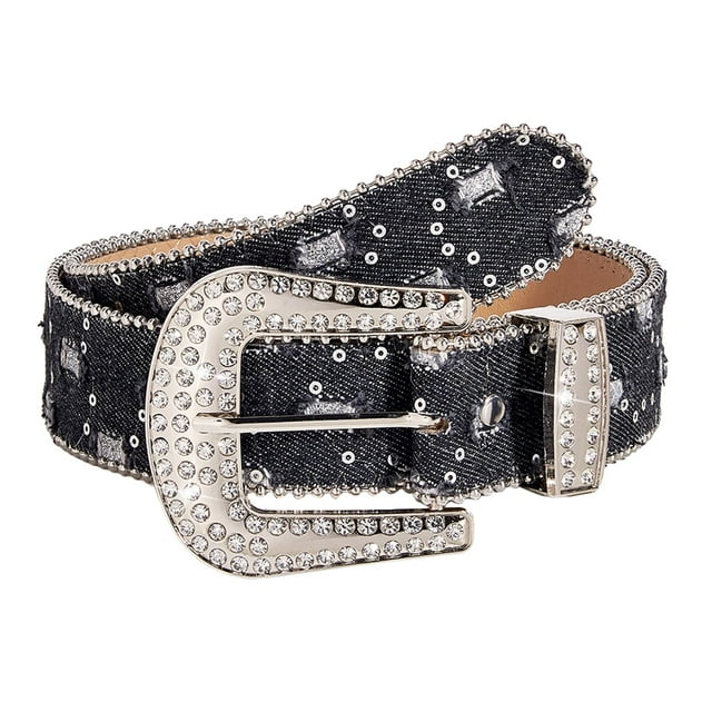 Cinturón de mujer, estilo punk, informal y versátil, accesorio decorativo para disfraz de PU. Negro