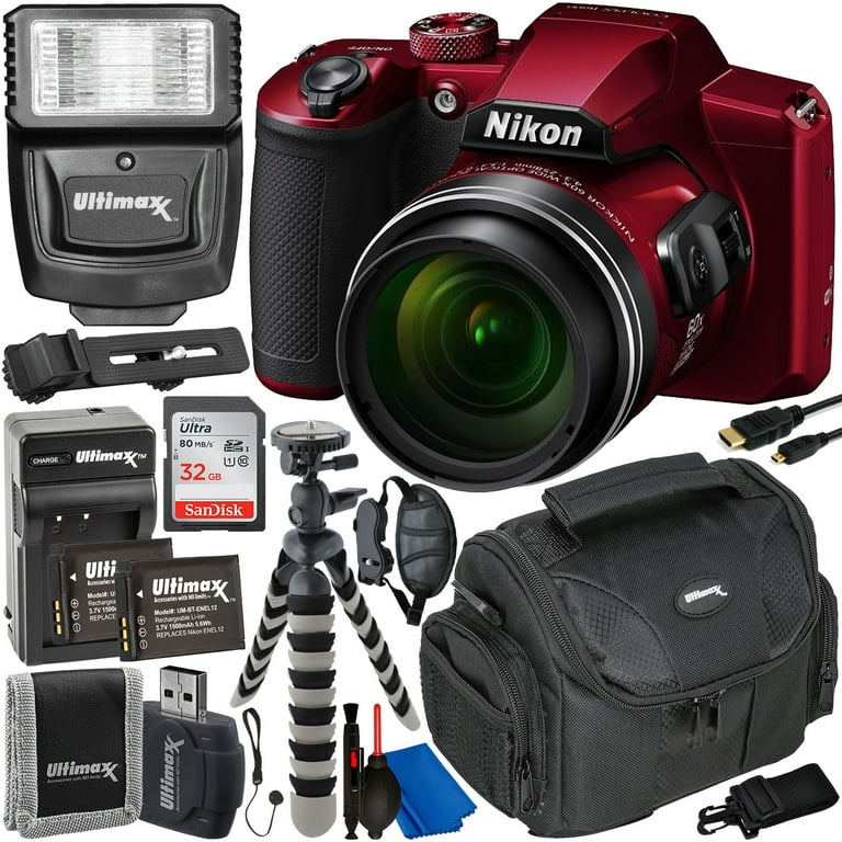Nikon COOLPIX B600 Digital Camera (Red) with Essential