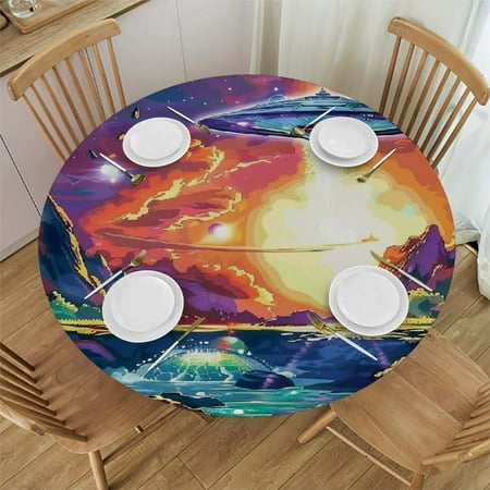 

Patifu Bright Light Round Table Cover - Stain Resistant Washable Polyester Fabric - Perfect for Indoor Outdoor Tablecloth Kitchen Dining Wedding Parties 42 -46