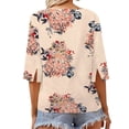 thumbnail image 3 of Half Sleeve Women Floral Print V-Neck Casual Shirt Blouse, 3 of 3