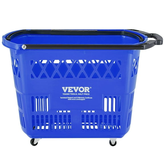 HCY Plastic Rolling Shopping Trolley Basket On Wheels 6PCS 39L with Handle