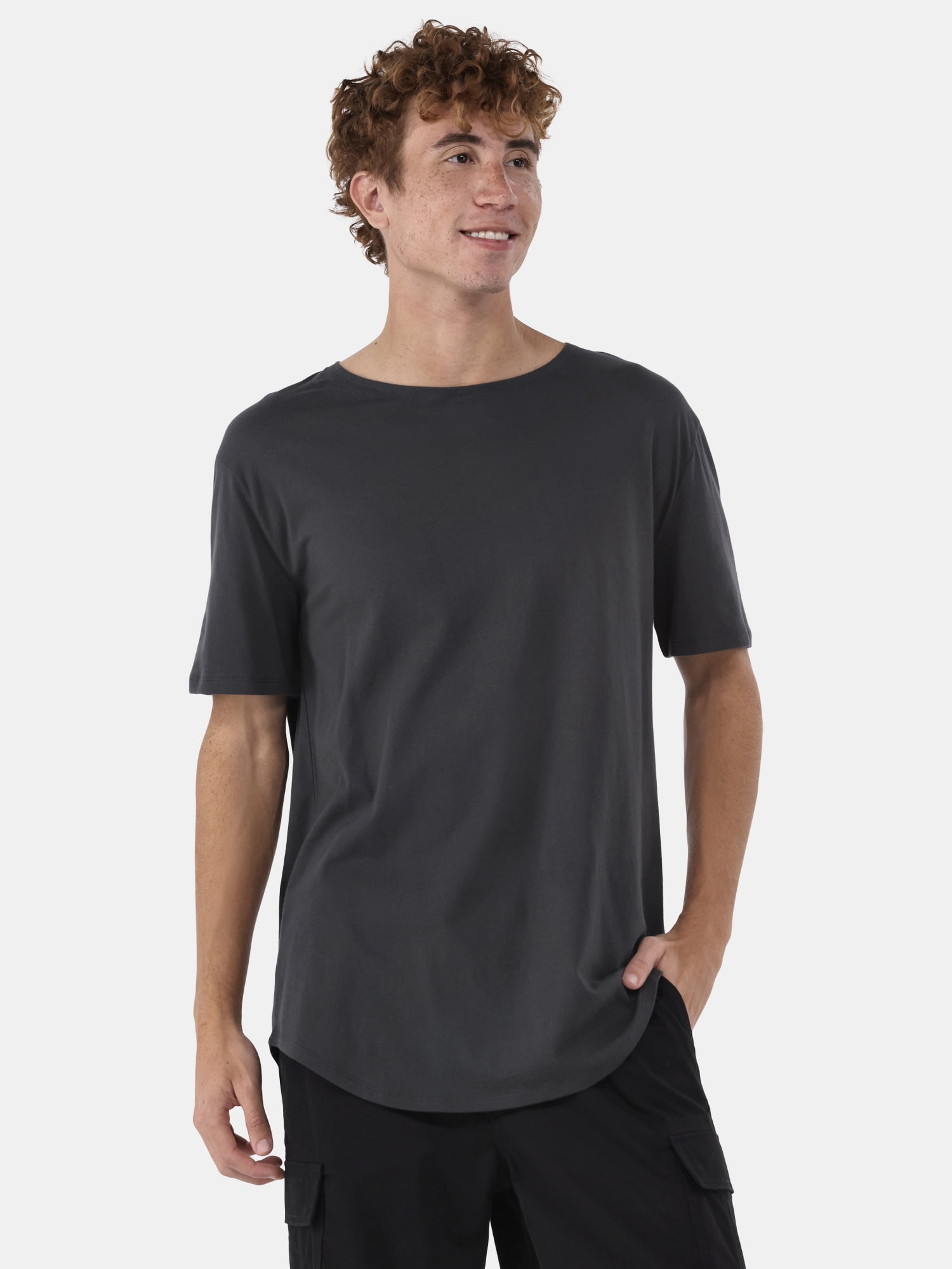 No Boundaries Men's & Big Men's Longline Curved Hem Elongated Tee Shirt, 2-Pack, Sizes XS-5XL