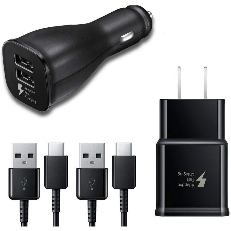Original Adaptive Fast Charger Kit for Samsung Galaxy A30, USB 2.0 Recharger Kit (Wall Charger + Car Charger + 2 x Type C USB Cables) Quick Charger