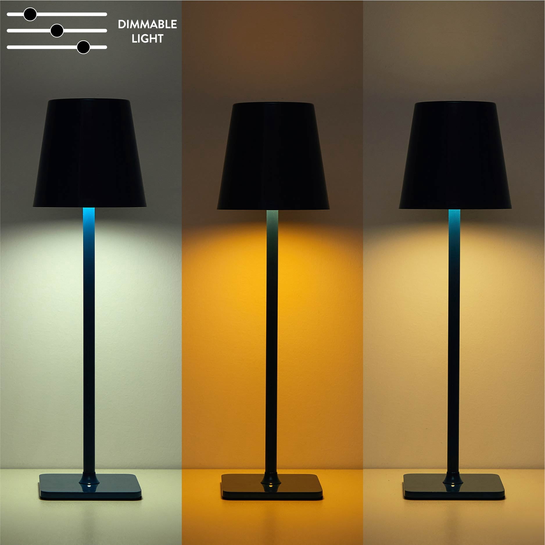 Mainstays 13-inch Rechargeable Table Lamp with Corsair Blue Finish and Touch Dimming Control