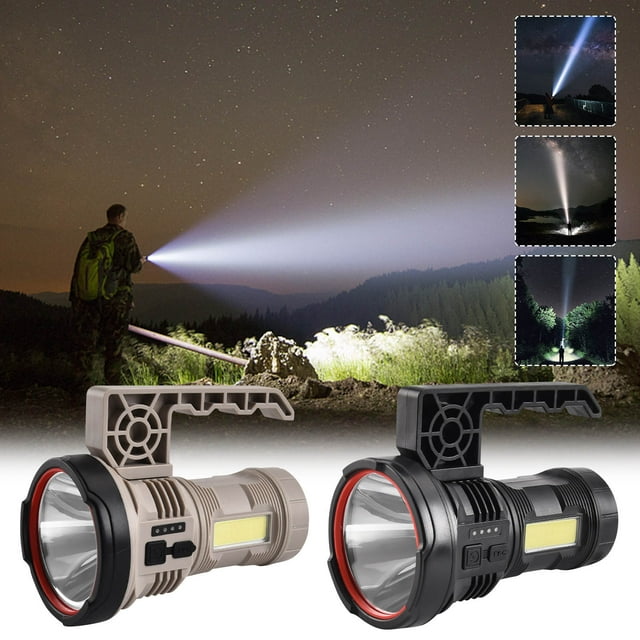 Linterna Lateral Recargable Puerto Usb, Led Multifuncional, Impermeable Exterior, Foco Cob Grande, Modos de Luz Ajustables, Función de Emergencia, Diseño Portátil, Ideal Camping y Senderismo (Paquete