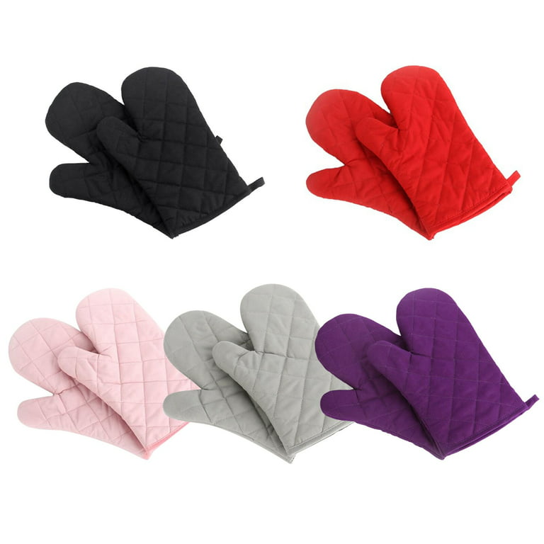 Nachvorn Oven Mitts, Premium Heat Resistant Kitchen Gloves Cotton & Polyester Quilted Oversized Mittens, 1, Pink