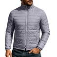 thumbnail image 2 of Ceisia Men Solid Stand Collar Quilted Puffer Jacket Full Zip Lightweight Warm Outer Coat For Fall Winter Outdoor Travel Daily Commute Gift, 2 of 7