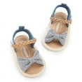 thumbnail image 4 of Toddler Baby Girls Canvas Bow-knot Sandals Casual Beach Shoes Walking Shoes First Walkers, 4 of 5