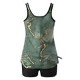 thumbnail image 6 of KIHOUT Women's Plus Size Green Marble Print Tankini Swimsuit Set | High Waisted Boyshorts with Removable Padded Cups | Conservative Bathing Suit, 6 of 6