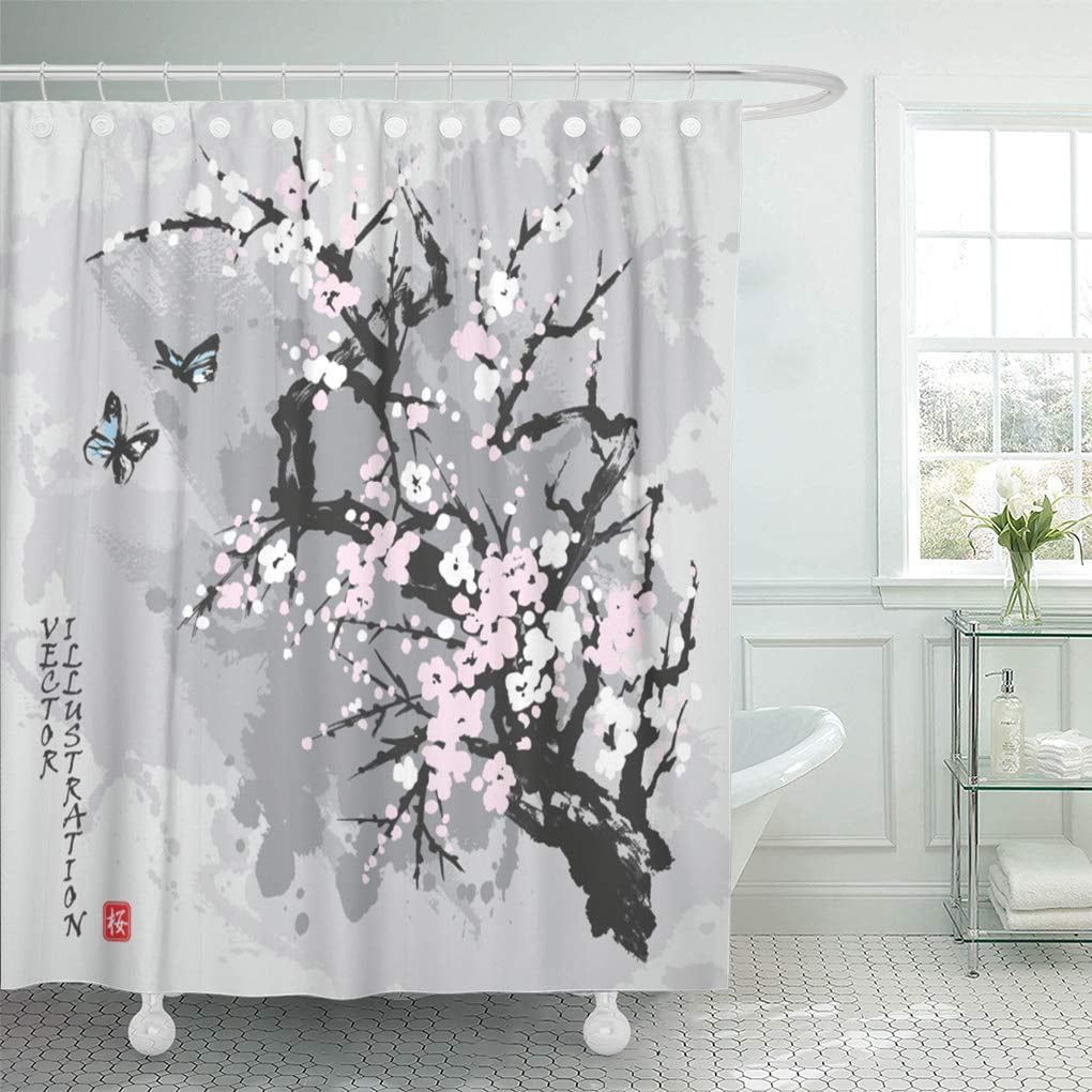 ATABIE Watercolor Artistic Spring Sakura Cherry Blossom Blooming Shower