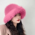thumbnail image 2 of qolati Women's Fuzzy Wide Brims Faux Furs Bucket Hat Winter Warmer Fisherman Cap for Fashionable Ladies, 2 of 3