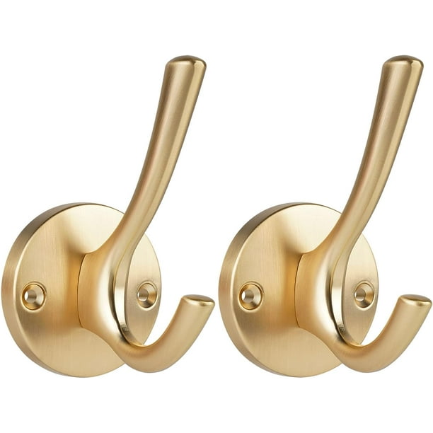 Coat Hooks, Heavy Duty Double Towel Robe Clothes Hooks for Hanging, Wall  Hooks Holder for Bathroom Kitchen Closet Cabinet Door Garage Hotel, Wall  Mounted,2 Pack (Gold) 
