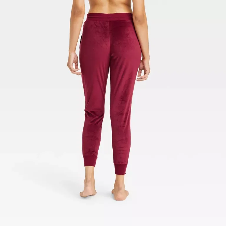 Women s Cozy Fleece Lounge Jogger Pants Stars Above Berry Red