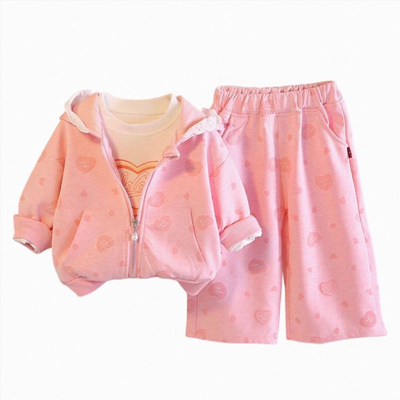 Linfrsh Toddler Girls Fall Clothes Kids Hoodie Zipper Sweatshirt and Sweatpants Outfits Girls Winter Sweatsuit (Red,4-5Years)