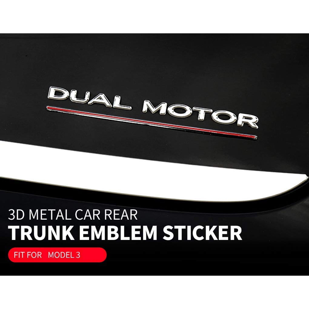 Fit Tesla Model 3 Dual Motor Decals 3D Car Rear Trunk Emblem Sticker Badge Decals Decorative Accessories For Tesla Model 3 Accessories Black