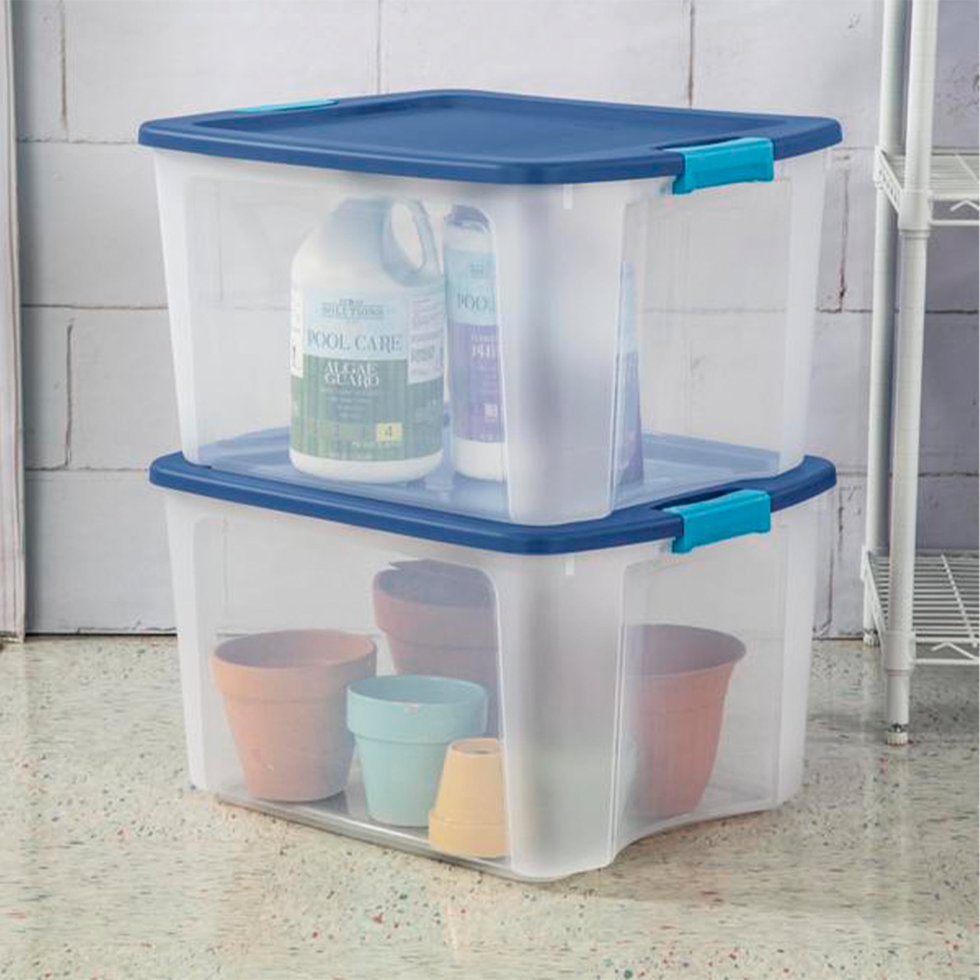Gsiekare 4 Pack Stackable Plastic Storage Bins with Lid, 18 Qt