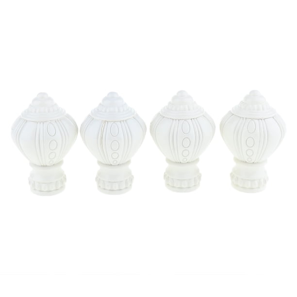 4 piezas de cabezales de extremo para barras de cortina de ventana de 28 mm Blanco