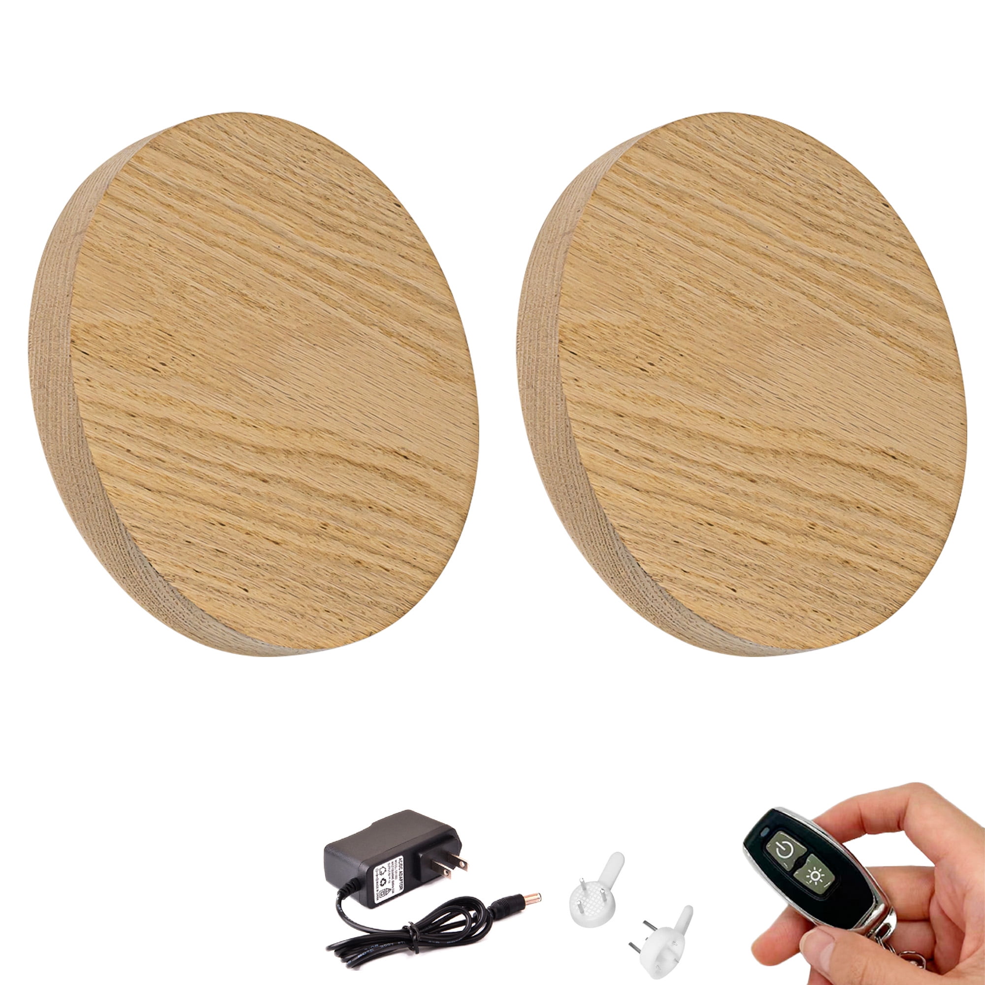 Kiven Led Wooden Wall Lamp, Battery Operated Wall Lights with Remote