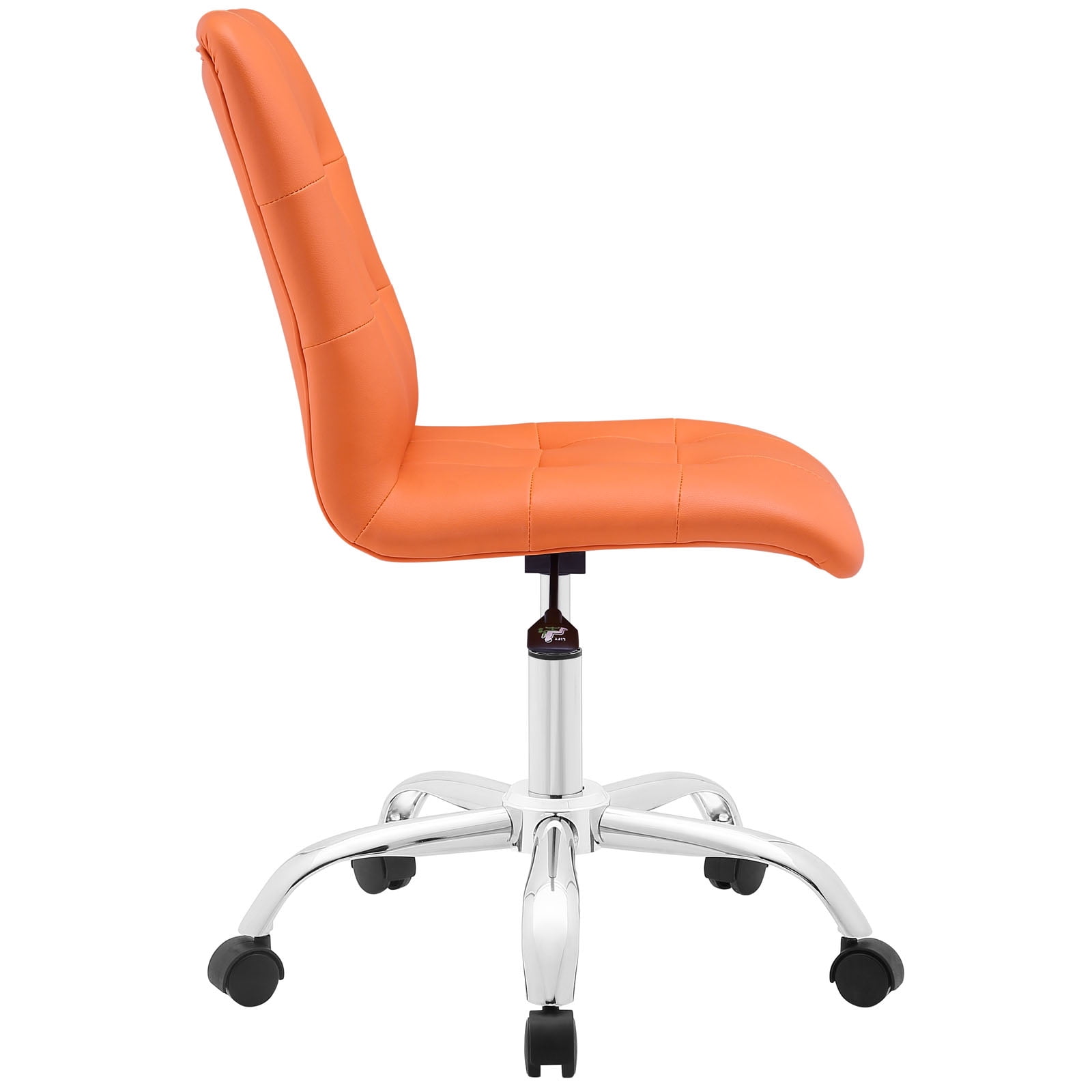 Modway Prim Modern Faux Leather Armless Mid Back Office Chair in Orange