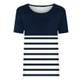 thumbnail image 4 of yillto Womens Summer T Shirts Striped Block Short Sleeve Round Neck Causal Blouse Basic Loose Tee, 4 of 4