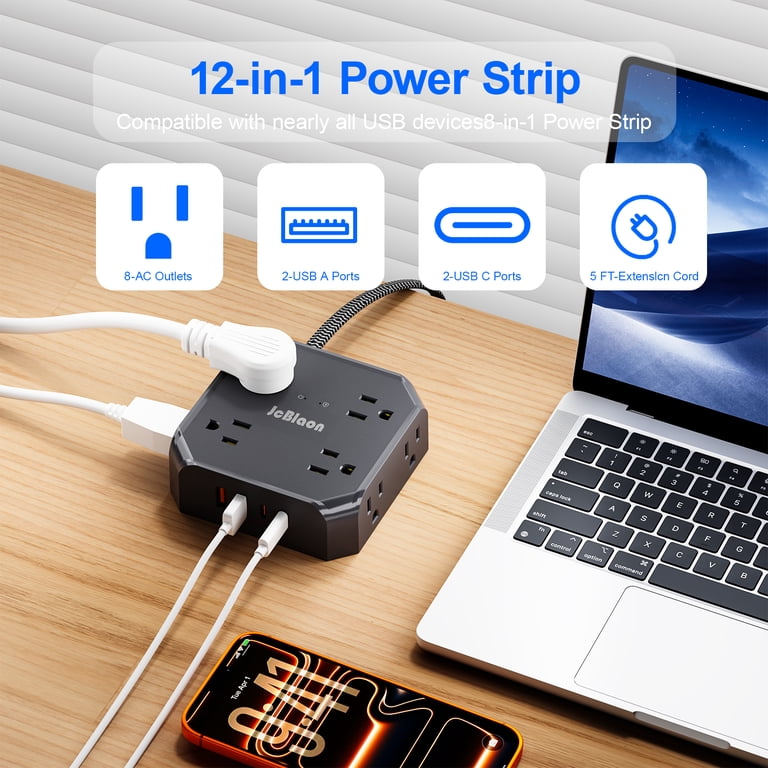 JcBlaon 12-in-1 Power Strip with USB Charging Ports photo 7