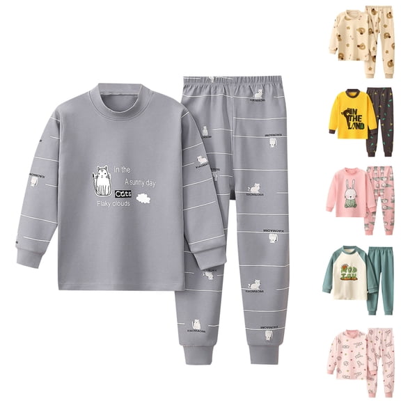 Ulanda Boys 100% Cotton Pajamas Set Kids Soft Long Sleeve Top and Pants 2-piece set Long Pajamas for Boys Loose Fit Soft Breathable (Black, 10-12 Years)