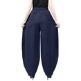 thumbnail image 3 of Garbnen Linen Womens Pants Wide Leg Women's Harem Pants Loose Fit Lightweight Vacation Summer Beach Pants for Women with Pockets, 3 of 3